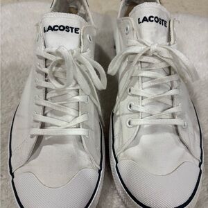 Lacoste Off-White Canvas Lace-Up Shoes